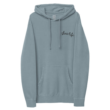 Slow Life, Embroidered, Hoodie