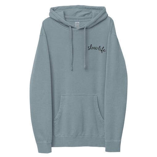Slow Life, Embroidered, Hoodie
