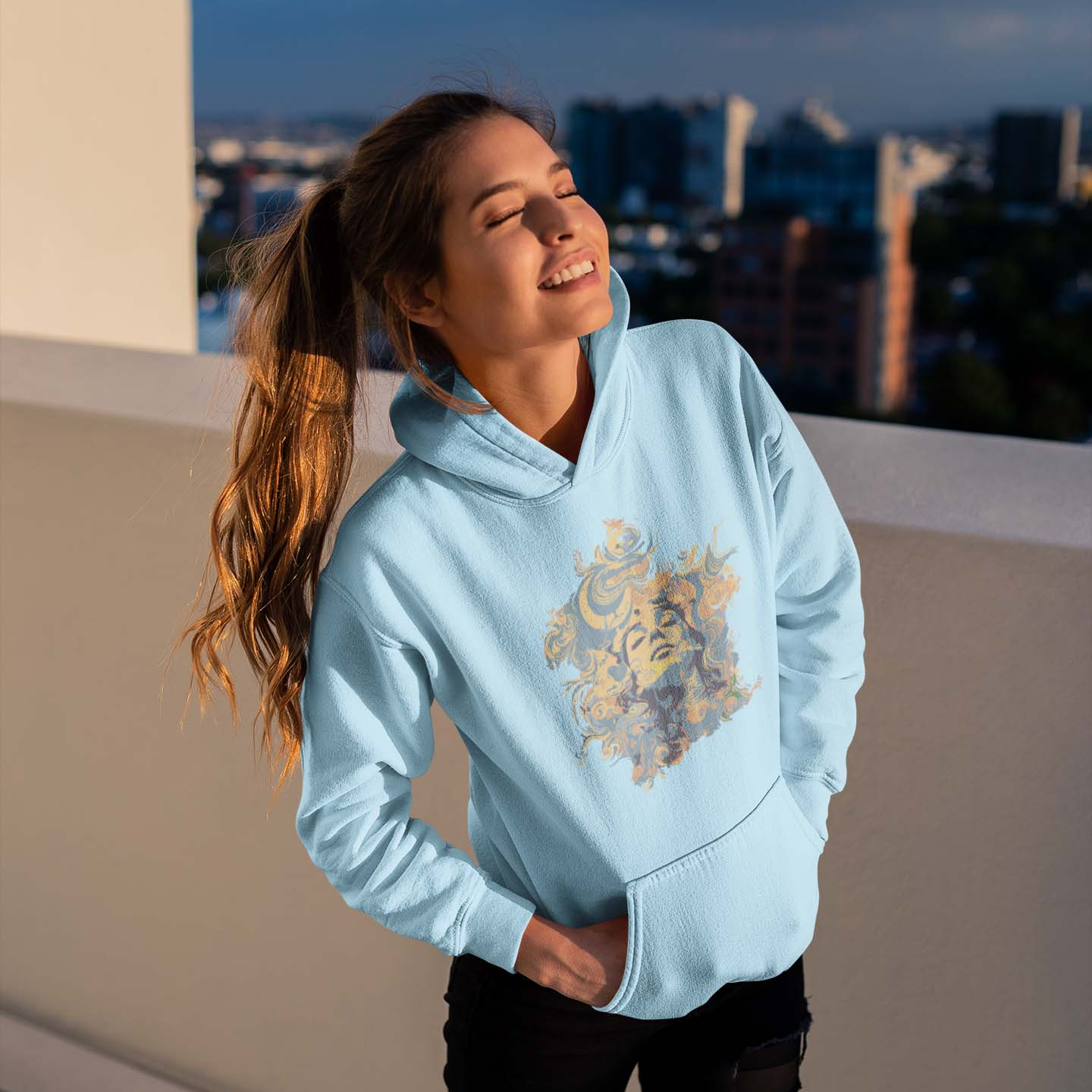 Galactic Gaze, Vintage Sun, Unisex Hoodie