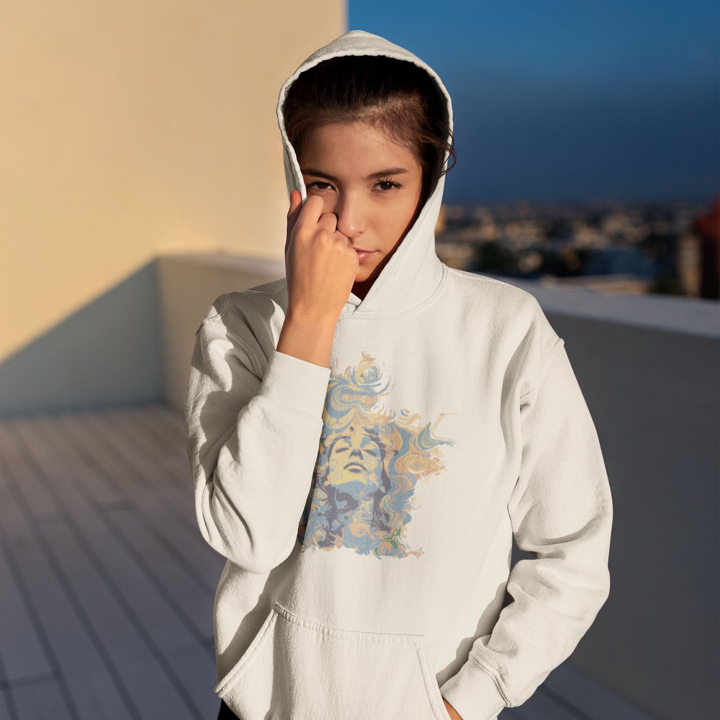 Galactic Gaze, Vintage Sun, Unisex Hoodie