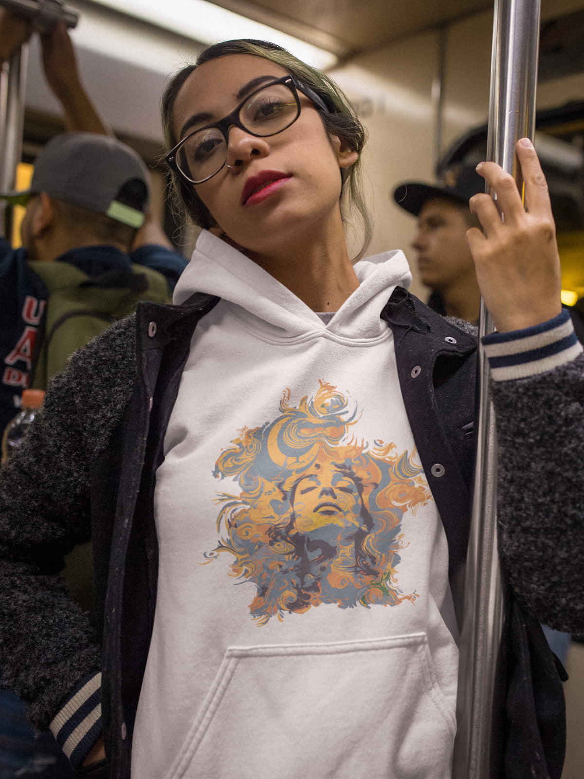 Galactic Gaze, Vintage Sun, Unisex Hoodie