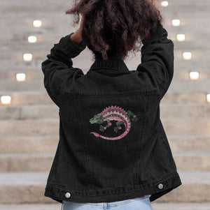 Lizard Embroidered, Unisex Denim Jacket