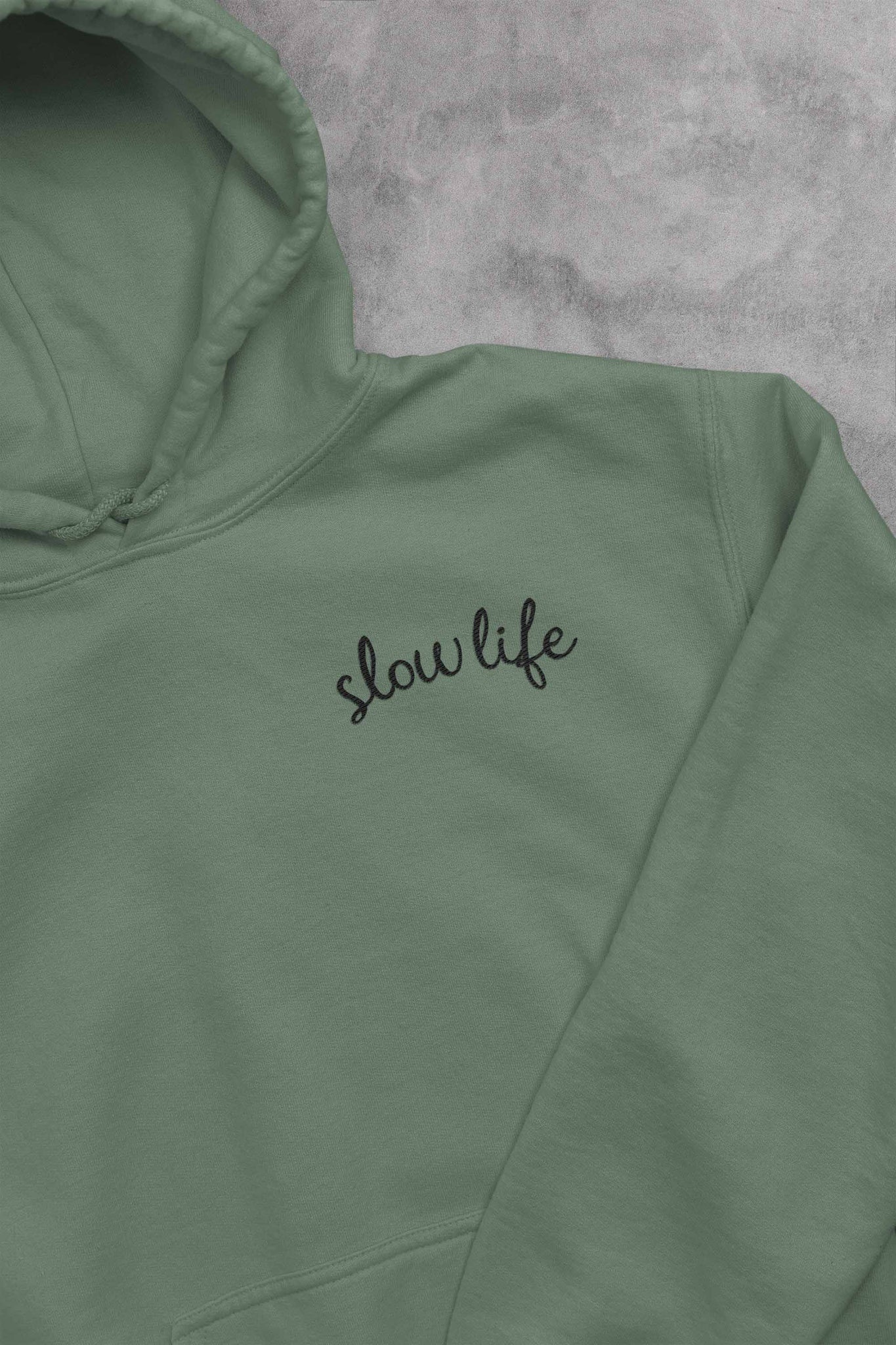 Slow Life, Embroidered, Unisex Monk Hoodie