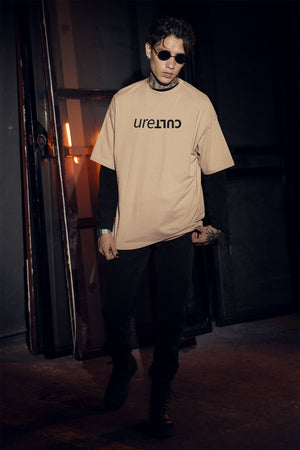 URECULT = CULTURE, Embroidered, Oversized Faded T-Shirt