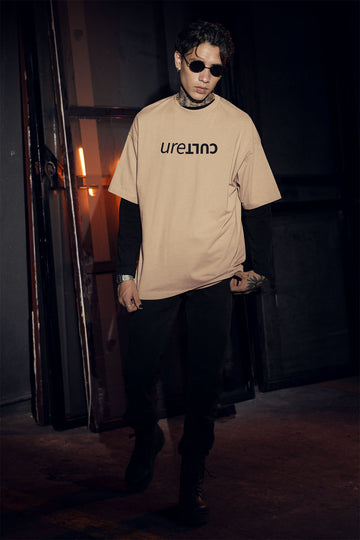 URECULT = CULTURE, Embroidered, Oversized Faded T-Shirt