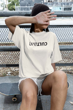 URECULT = CULTURE, Embroidered, Oversized Faded T-Shirt