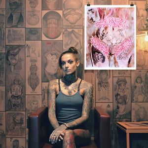 Tatuado en rosa, impresión de arte