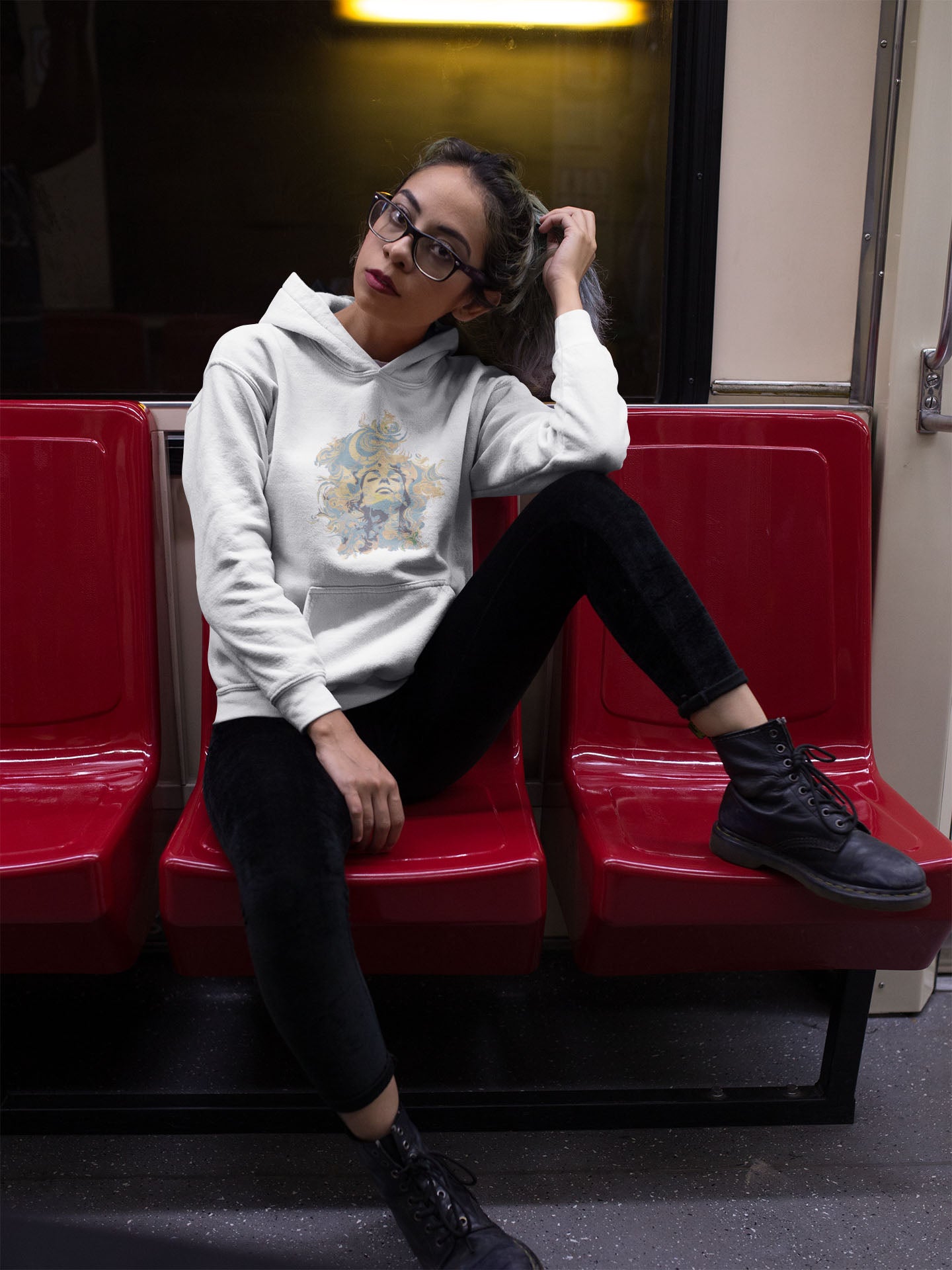 Galactic Gaze, Vintage Sun, Unisex Hoodie