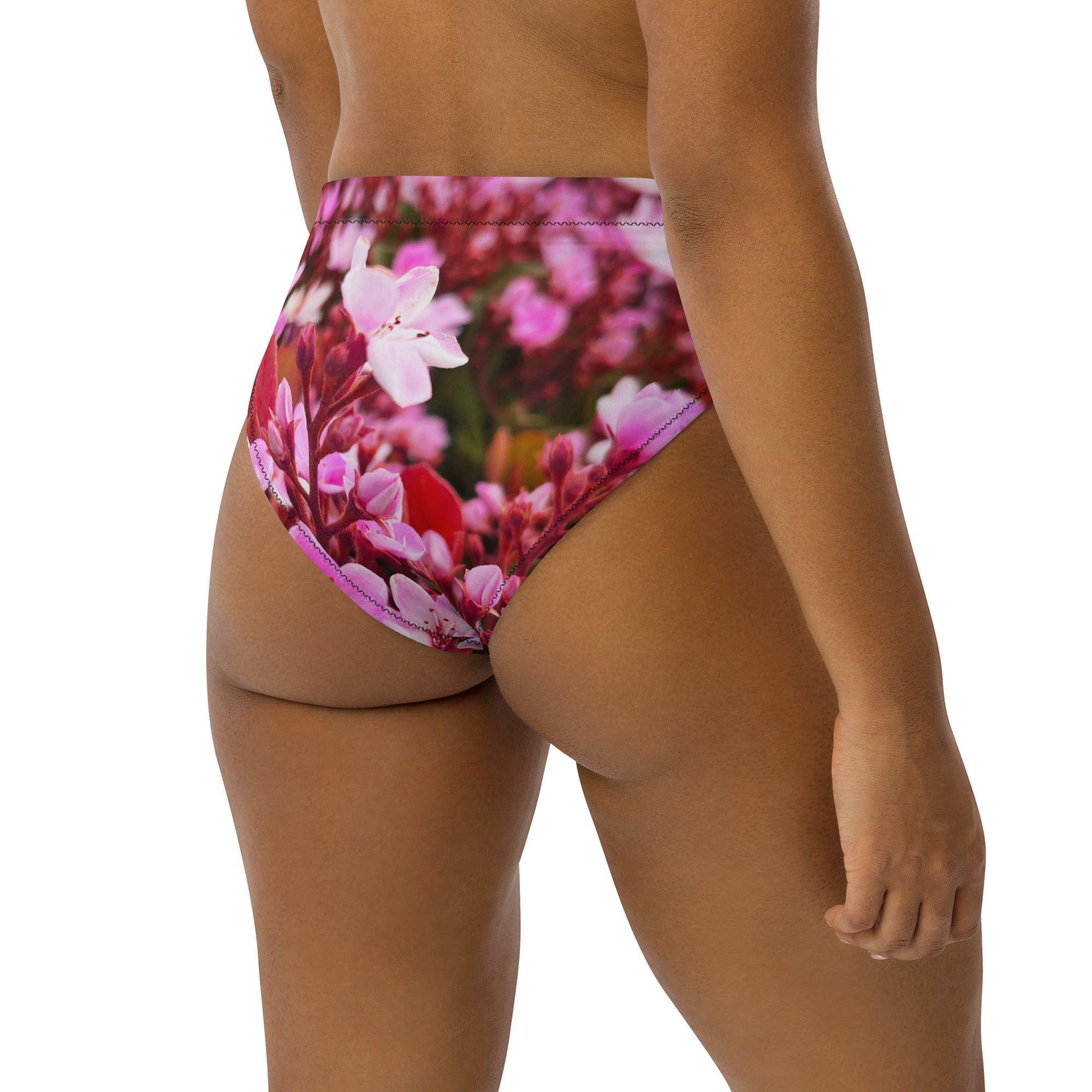 Pink Floral, High-waisted bikini bottom