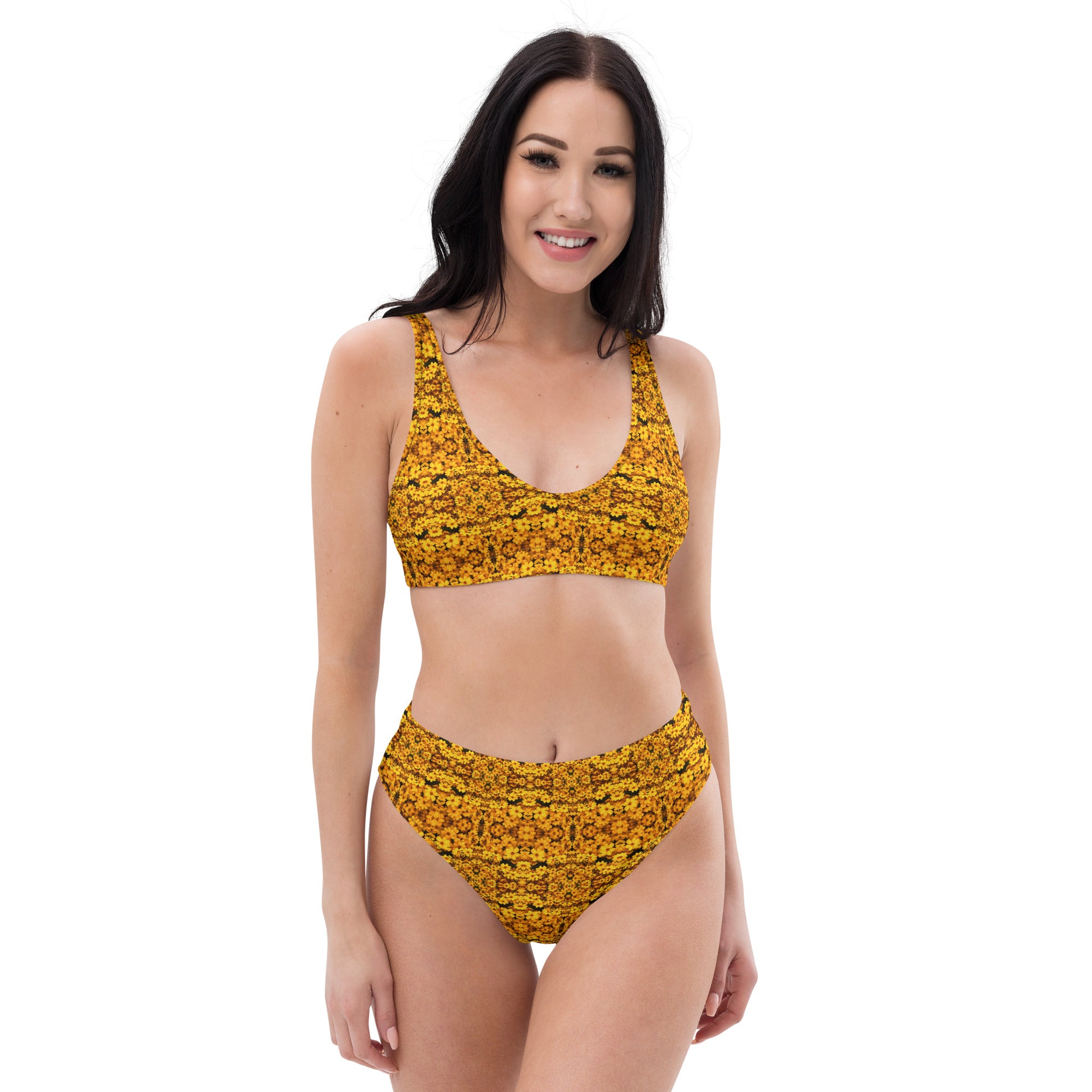 Yellow Daisy, Recycled high-waisted Bikini Set