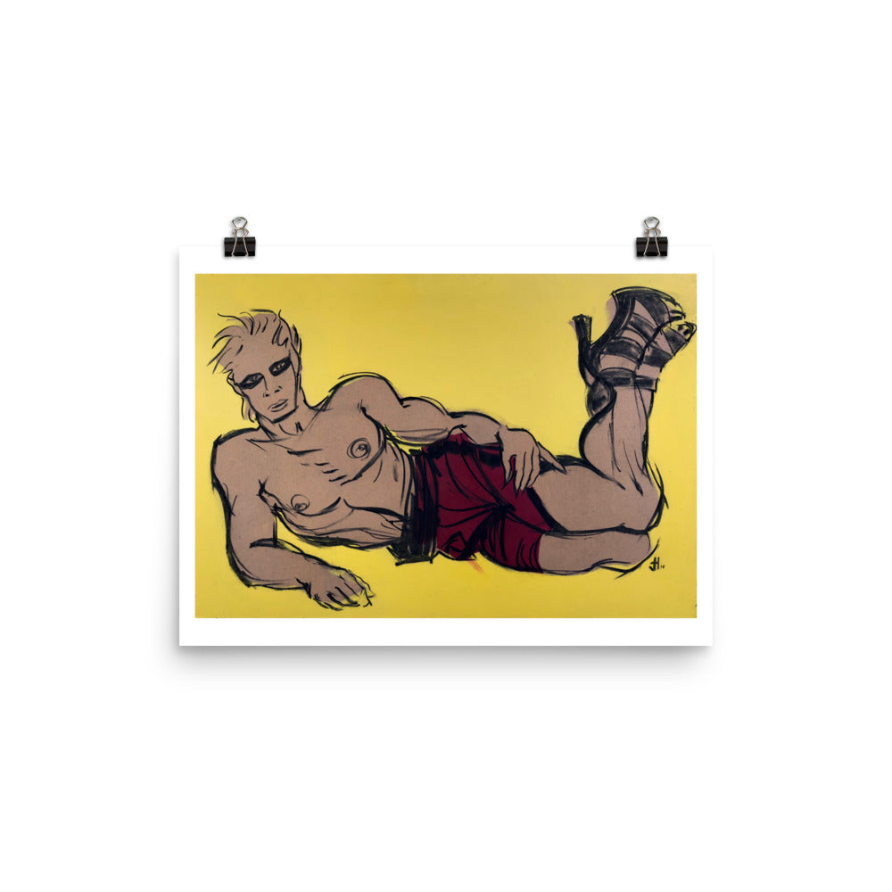 Boxer in heels, Art Print