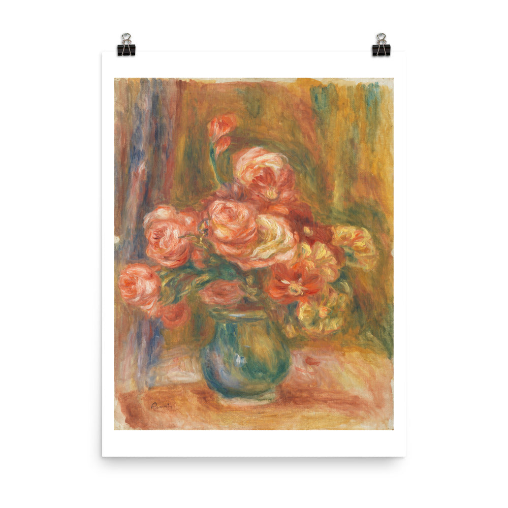 Pierre-Auguste Renoir: Vase of Roses. Art Poster Print