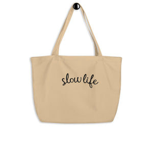 slow life, Large tote bag