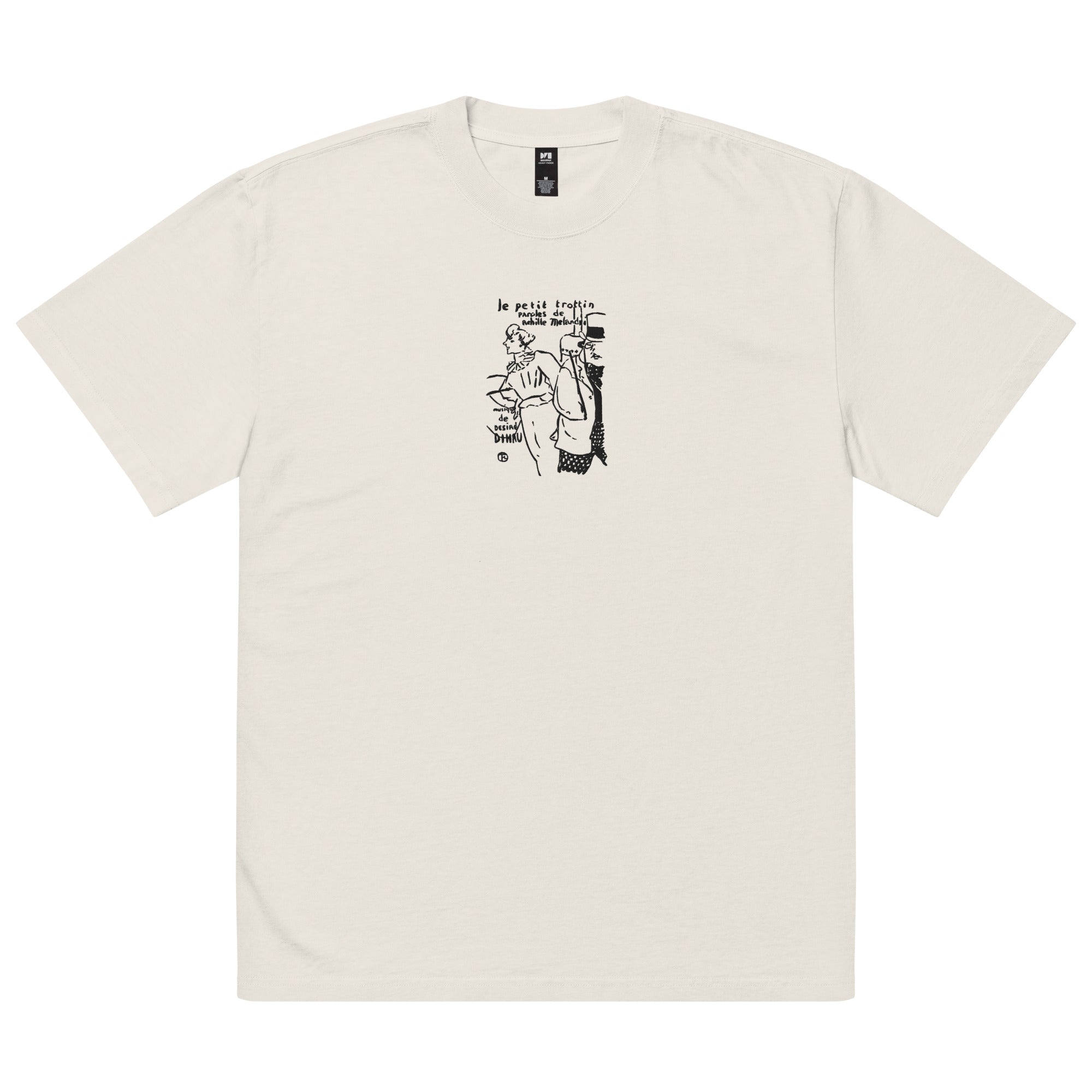 T-shirt brodé, oversize et délavé. Petite fille de courses. Toulouse-Lautrec.