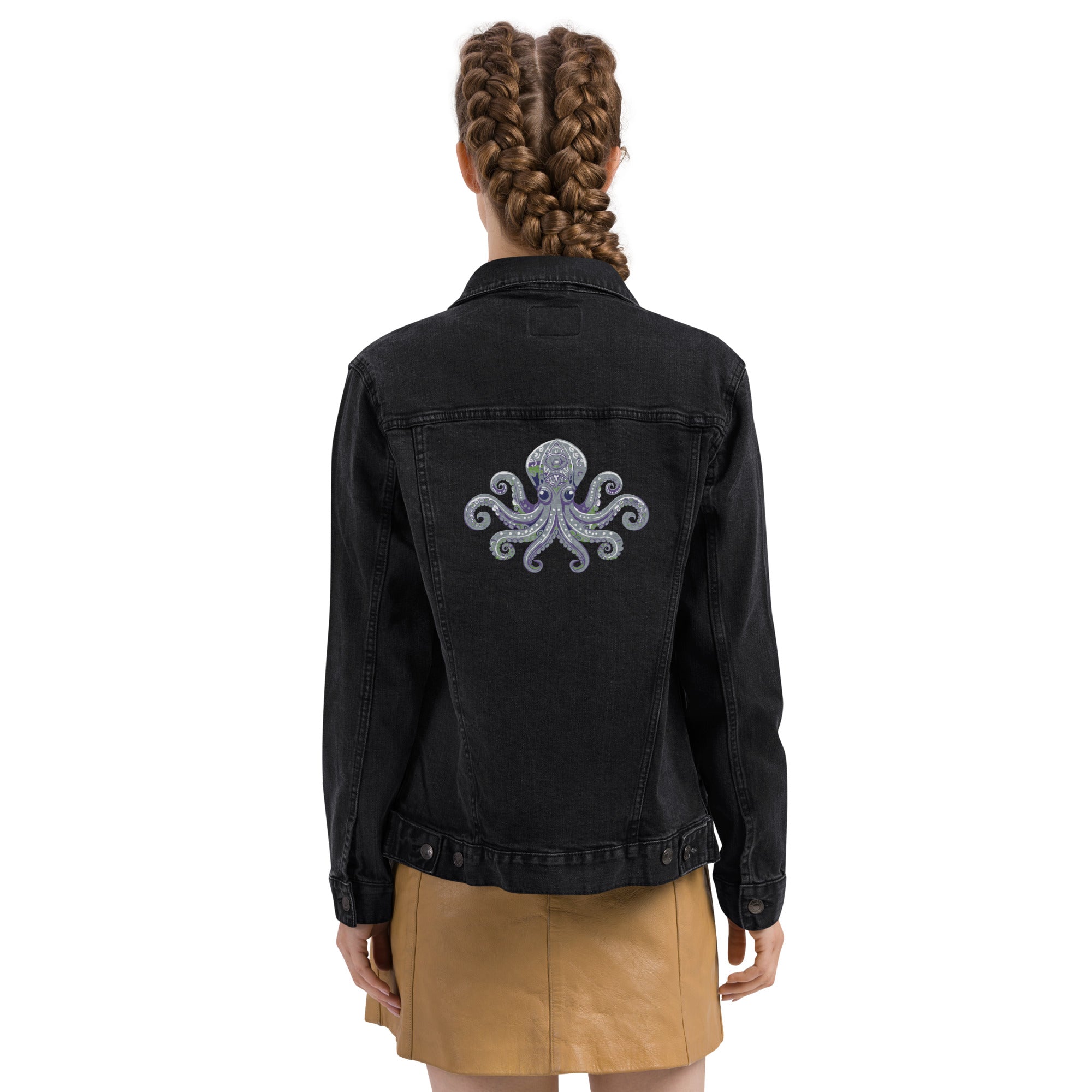 Octopus, Embroidered Unisex Denim Jacket