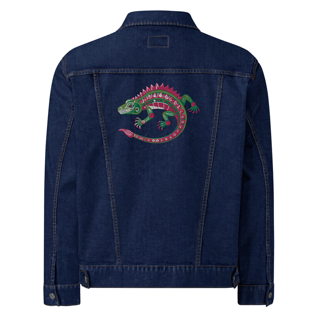 Lizard Embroidered, Unisex Denim Jacket