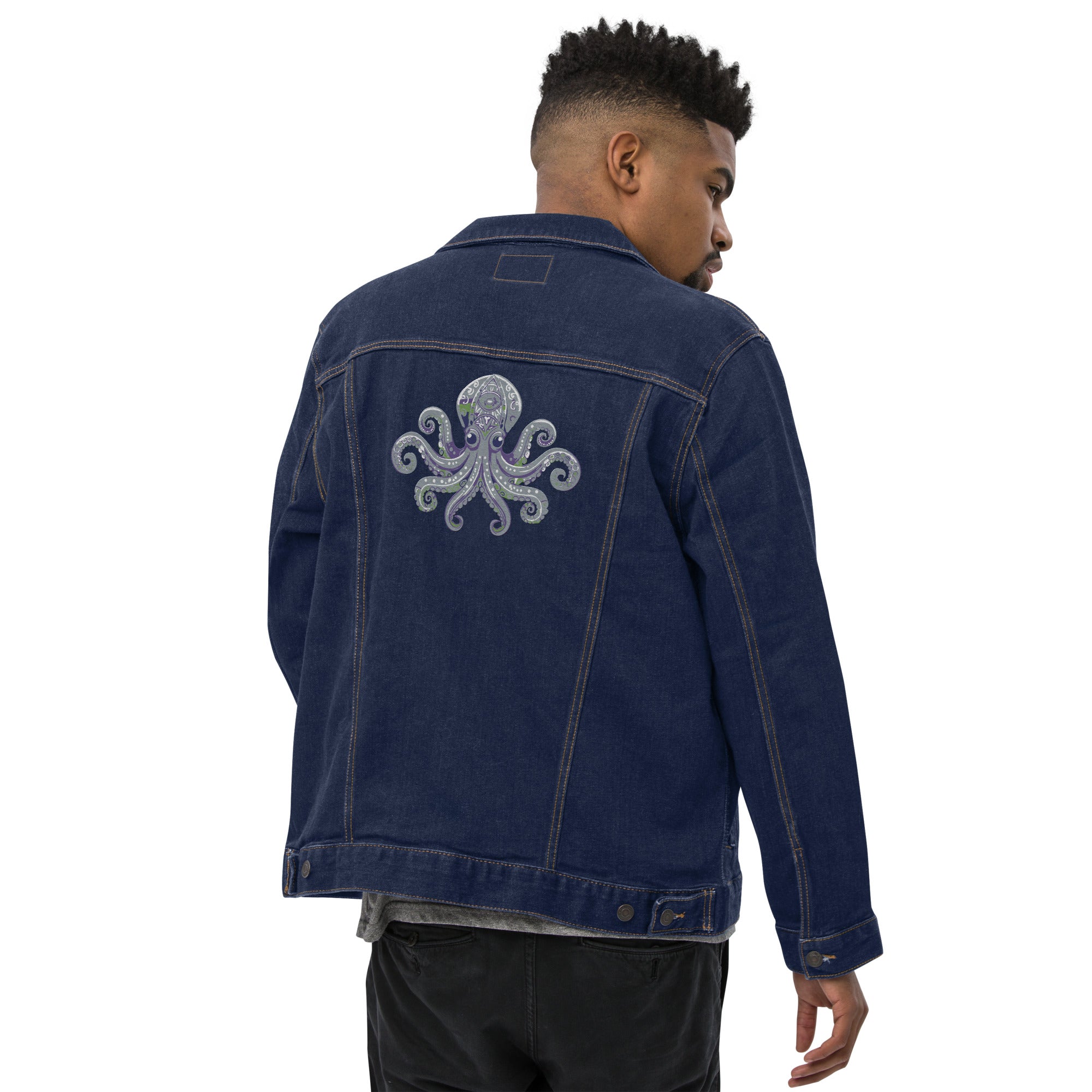 Octopus, Embroidered Unisex Denim Jacket