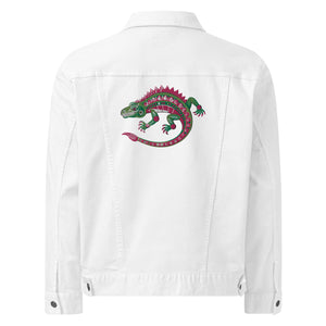 Lizard Embroidered, Unisex Denim Jacket