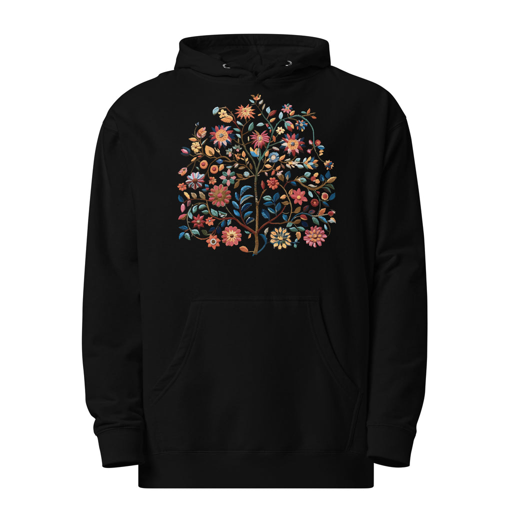 Sudadera unisex de peso medio Bloom Wildly, parte delantera 