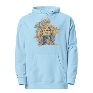 Sudadera unisex con capucha azul hongo