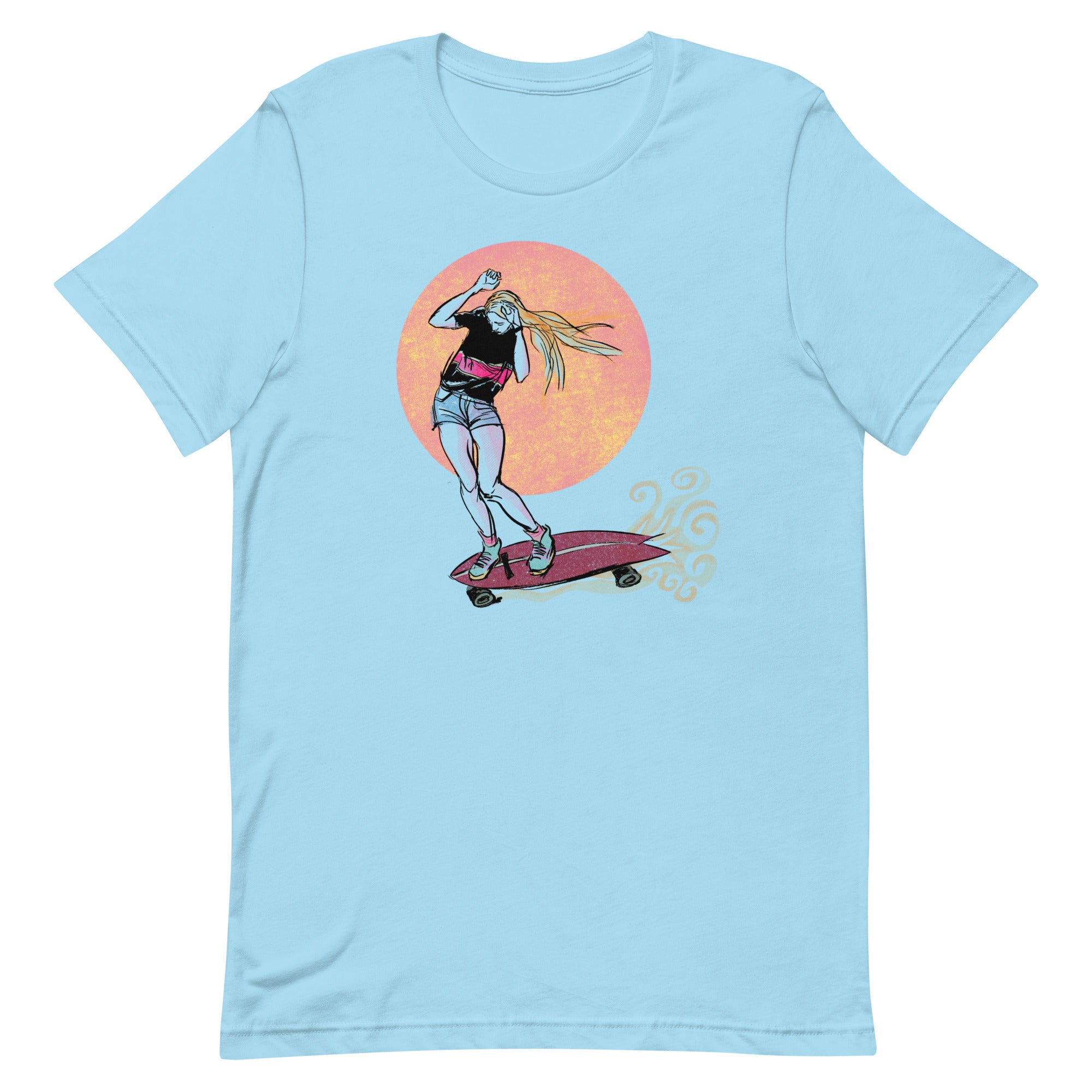 Patinador paisaje lunar, camiseta unisex