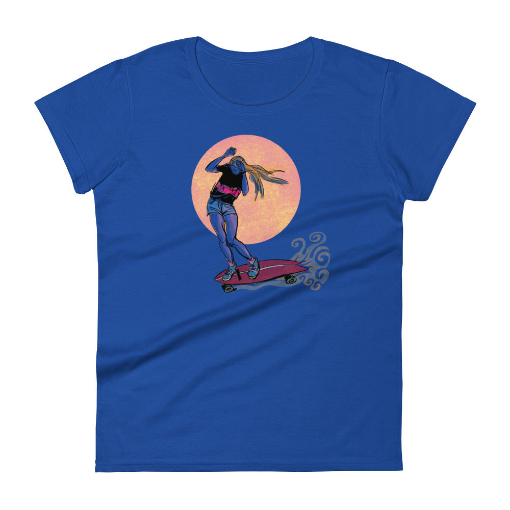 Skater Girl Moonscape, T-shirt ajusté pour femmes