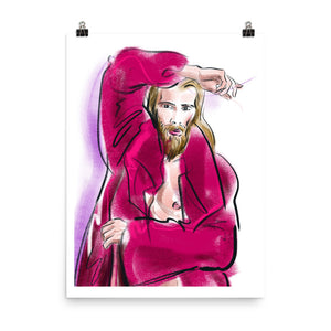El hombre de rosa, impresión de arte