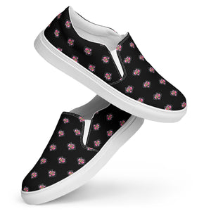 Pink Flower black, Women's slip-on canvas shoes